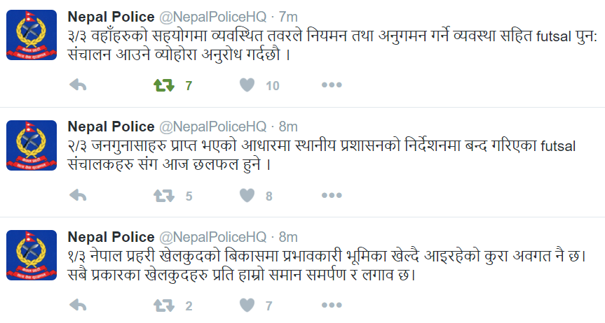 Official announcement on twitter from Nepal Police