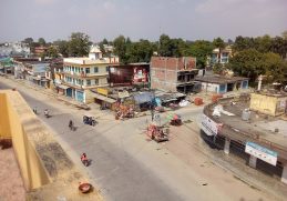 Buildings and roads around Park Chowk in Dhangadhi.