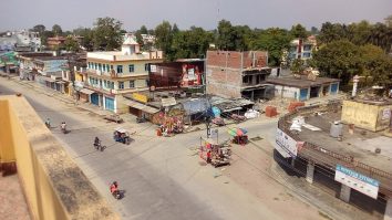 Buildings and roads around Park Chowk in Dhangadhi.