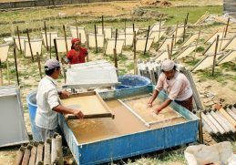 Lokta papermaking in Kathmandu in 2005.