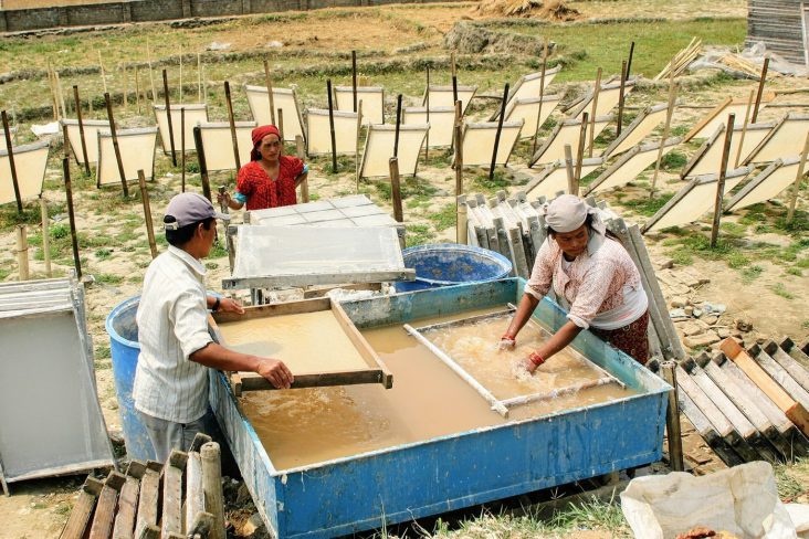 Lokta papermaking in Kathmandu in 2005.
