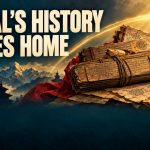 Illustrated golden manuscript bundles against a teal Himalayan-inspired backdrop, with the words Nepal’s History Comes Home and 800+ Documents.
