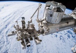 Kibo laboratory module outside the International Space Station.