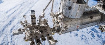 Kibo laboratory module outside the International Space Station.