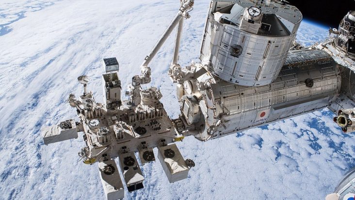 Kibo laboratory module outside the International Space Station.