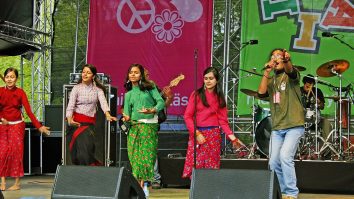 Amrit Gurung singing on stage at the 2006 World Village festival.