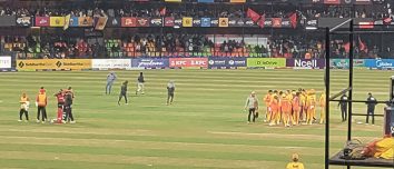 Archival photograph of the TU cricket stadium in November 2025; not the 2026 opening match..